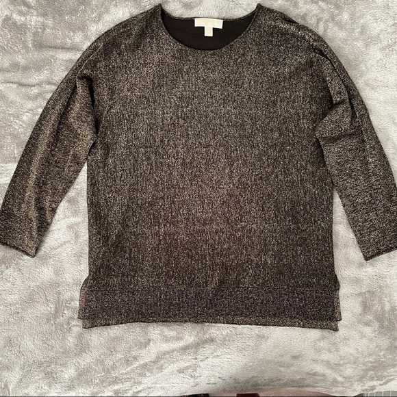 Michael Michael Kors Gold Lurex Metallic Blouse XL - Picture 3 of 11